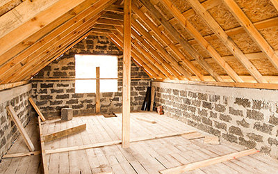 Unfinished attic.