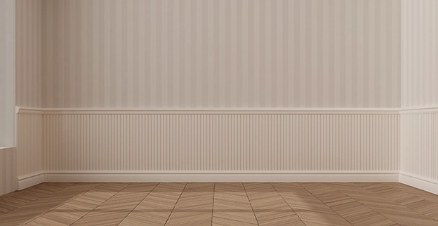 Wainscoting on an interior wall.