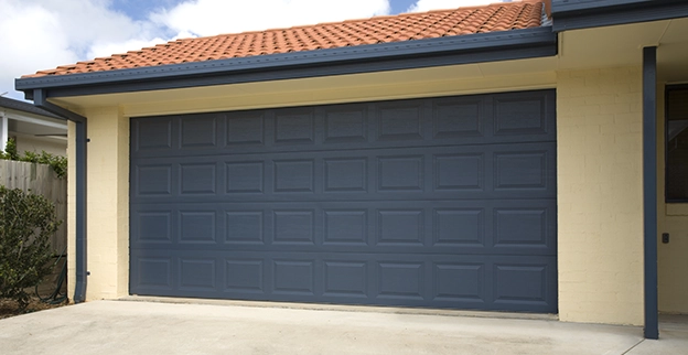 Blue garage door.