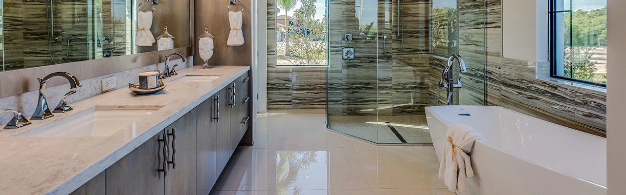 Beautiful marble bathroom.