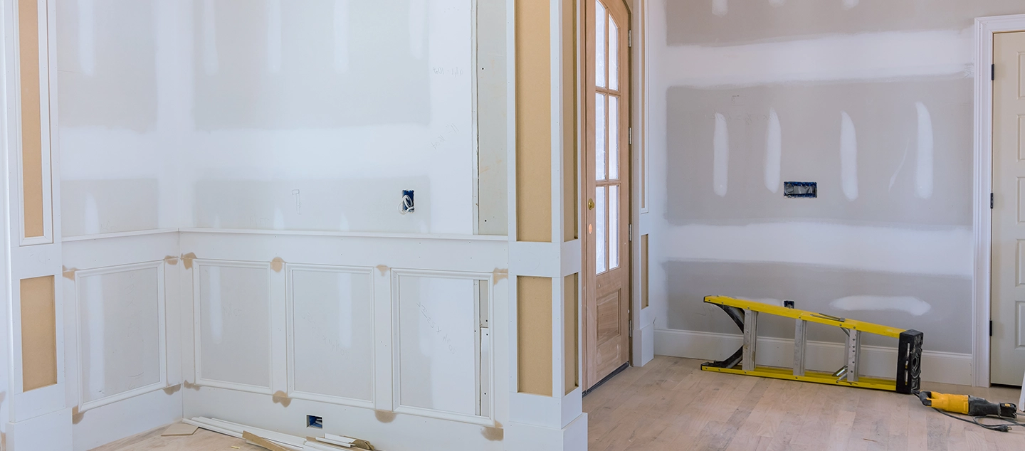 Drywall sheetrock on several walls.