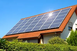 Solar panels on house roof.