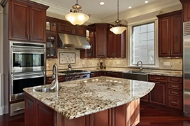 Dark kitchen cabinetry.
