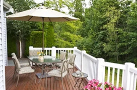 Deck with outdoor furniture.