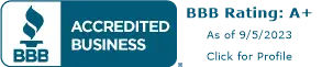 BBB Accredited Business A plus rating.