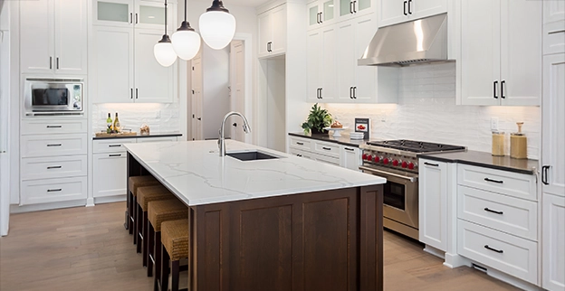 A picture of a newly installed kitchen island.