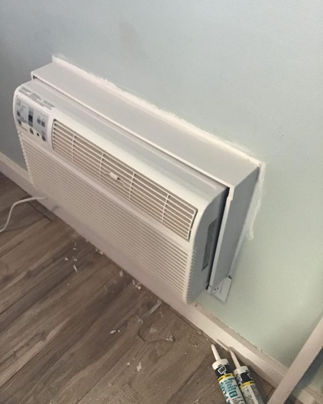 caulk on baseboards near ac-unit
