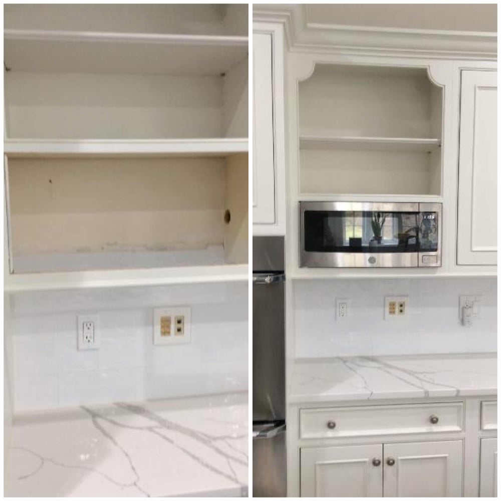 Adjust kitchen cabinet for microwave New Canaan