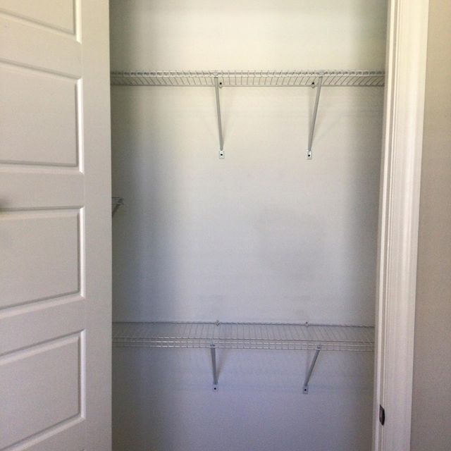 After drywall repair and shelf installation.