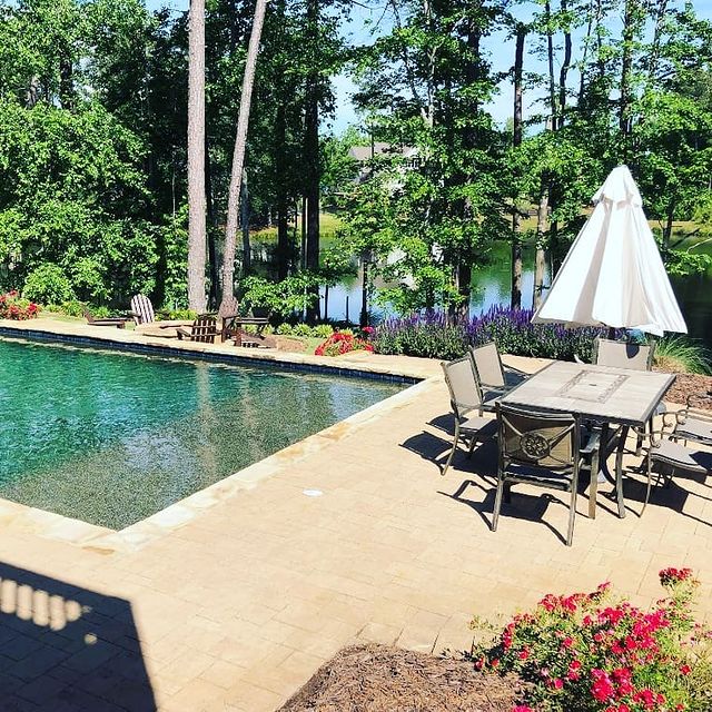 Assembled patio furniture and cleaned pool deck