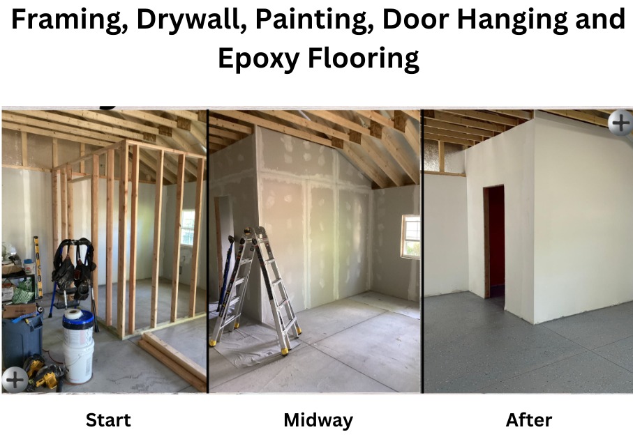 Barn Framing, Drywall, Painting, Flooring