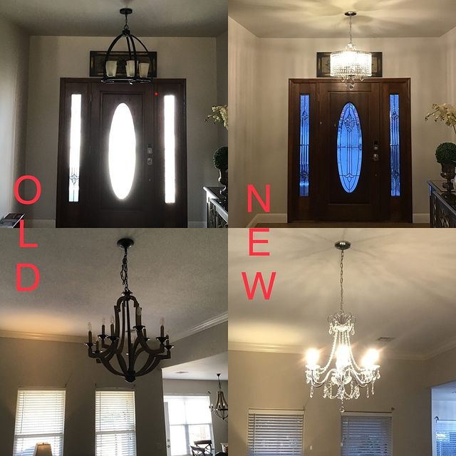Before and after of light fixture.