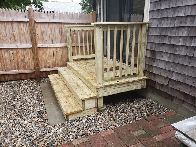 New wooden patio stairs.