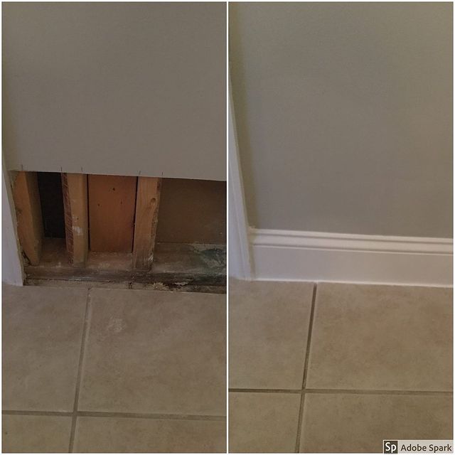 Before and after of drywall project.