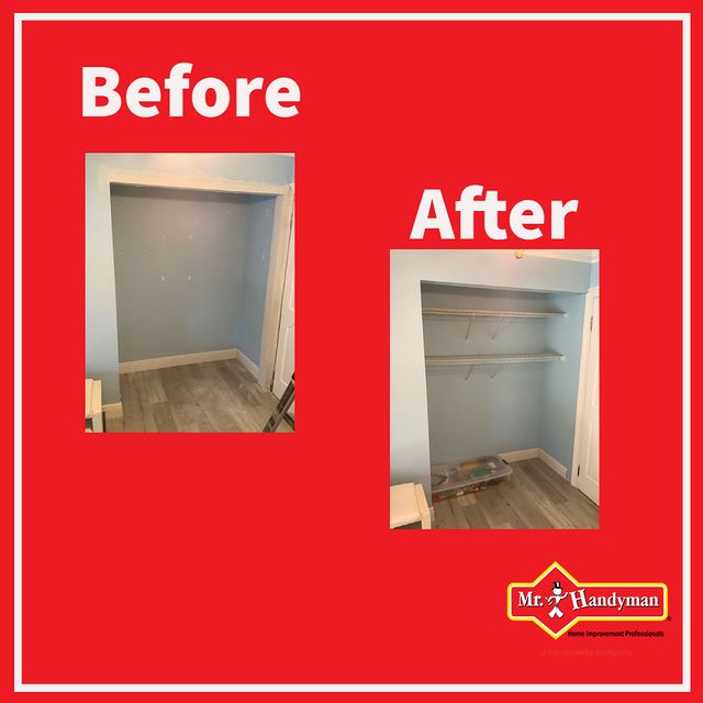 Closet shelves before and after.