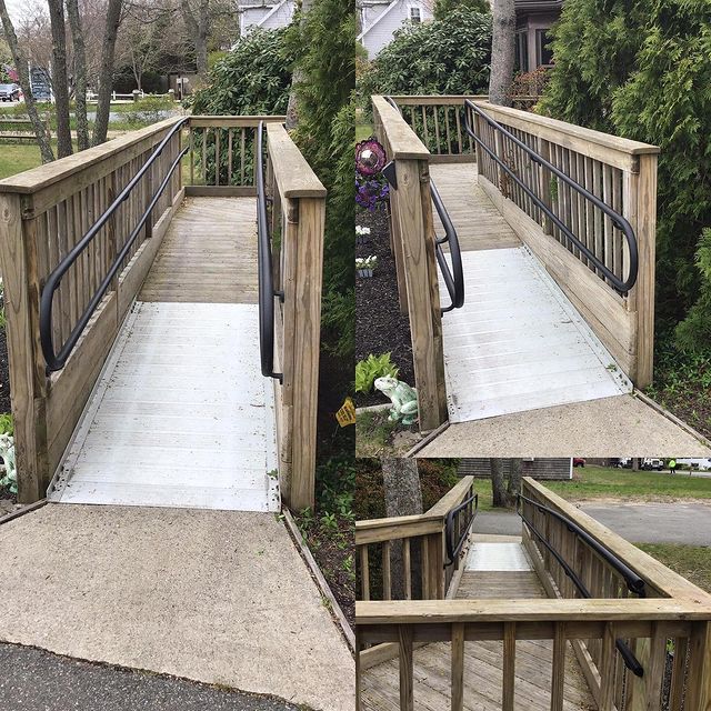 Custom railings on ramp.