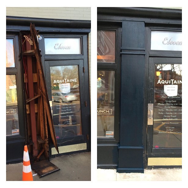 Damaged Trim replaced due to wind damage.