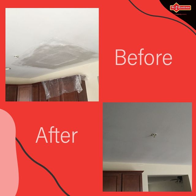 Drywall repair before and after.