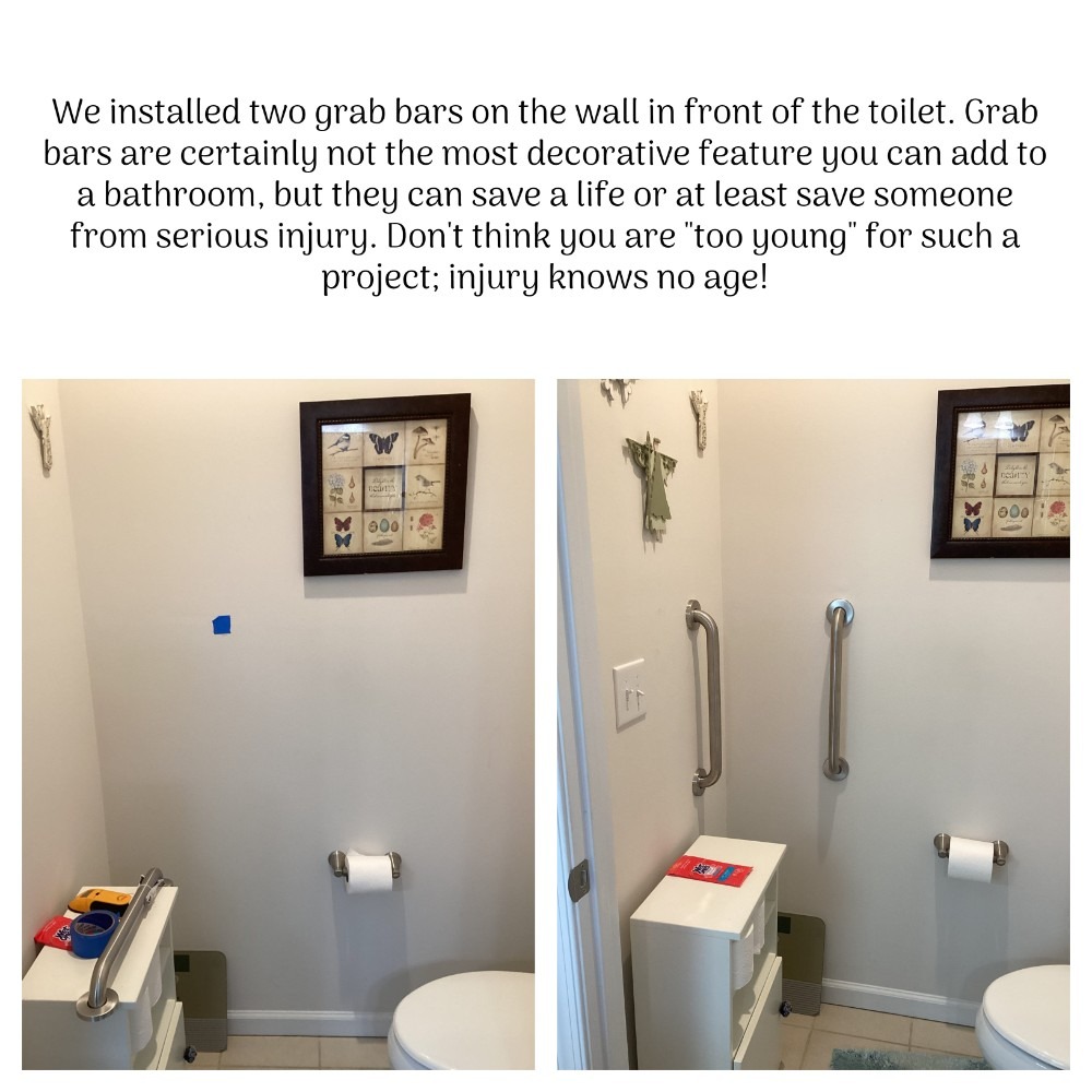 We added grab rails to an existing bathroom for safety.