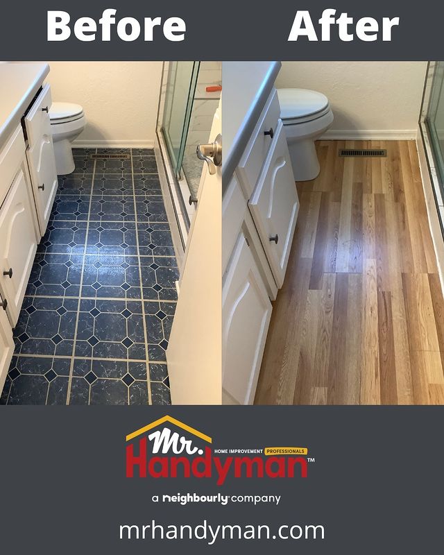 Laminate floors installed to replace old wood flooring