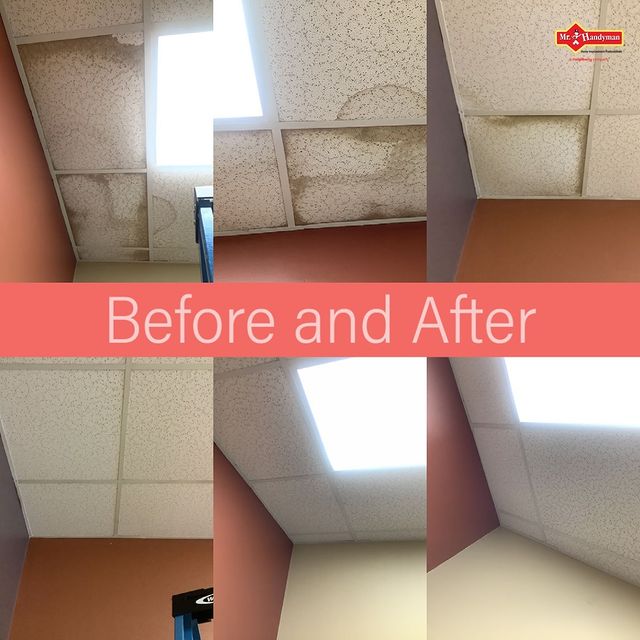 Leak Ceiling Repair before and after