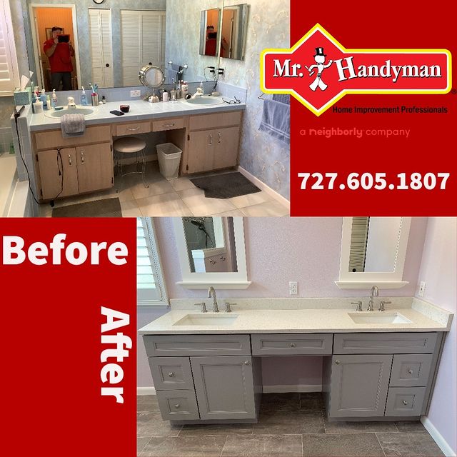 Bathroom vanity before and after