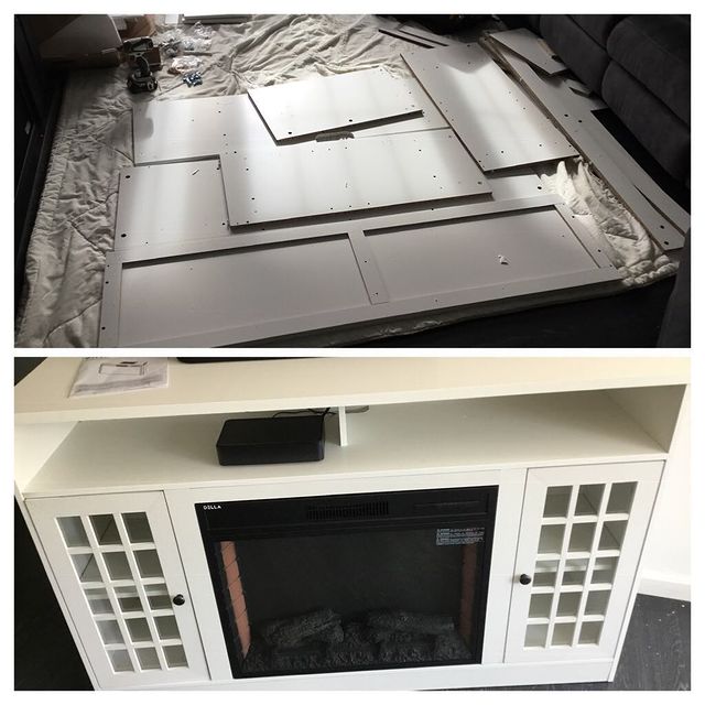 New fireplace console table.