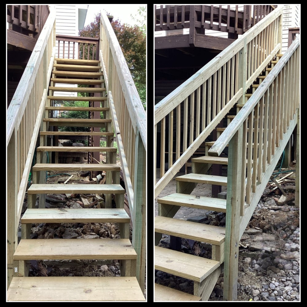 New stairs for upper level deck