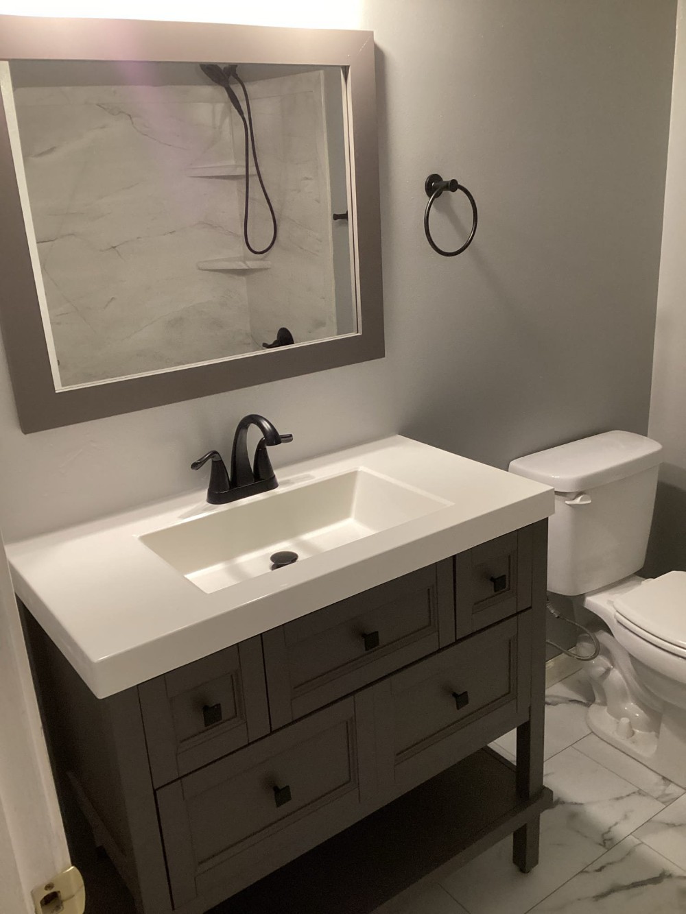 New vanity & shower surround