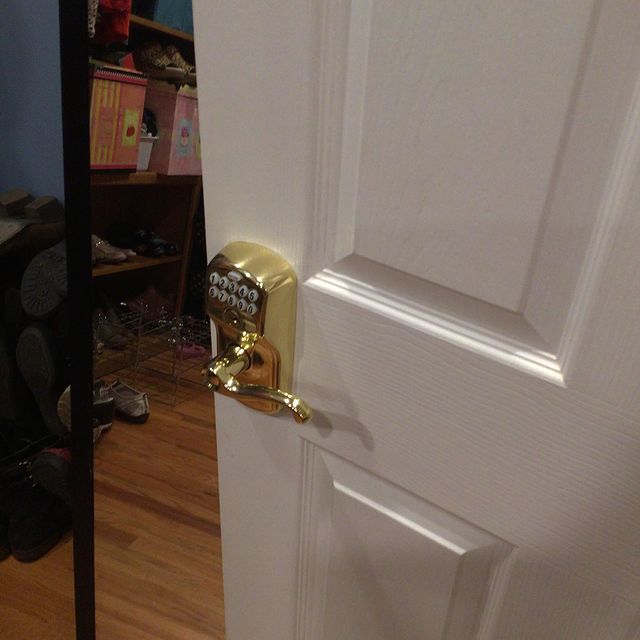 Number lock on white door