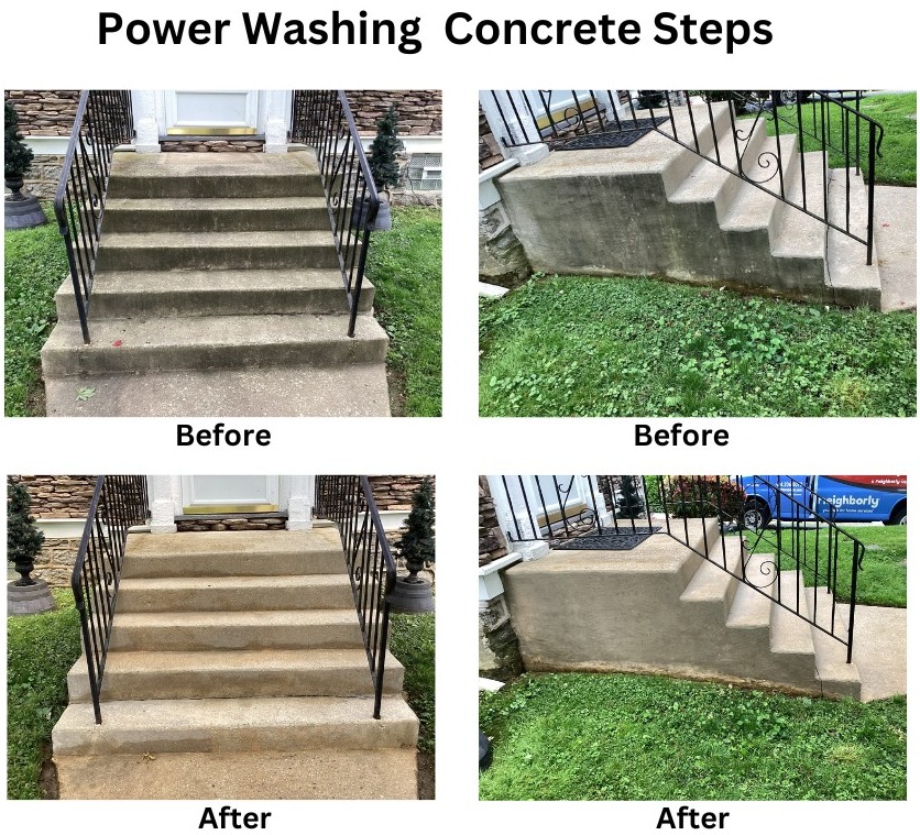Power Wash Concrete Steps
