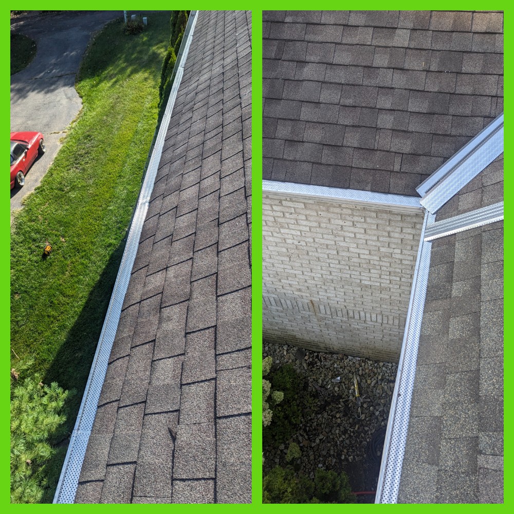 Purchased and installed metal gutter guards after cleaning and repairing customer's existing gutters.