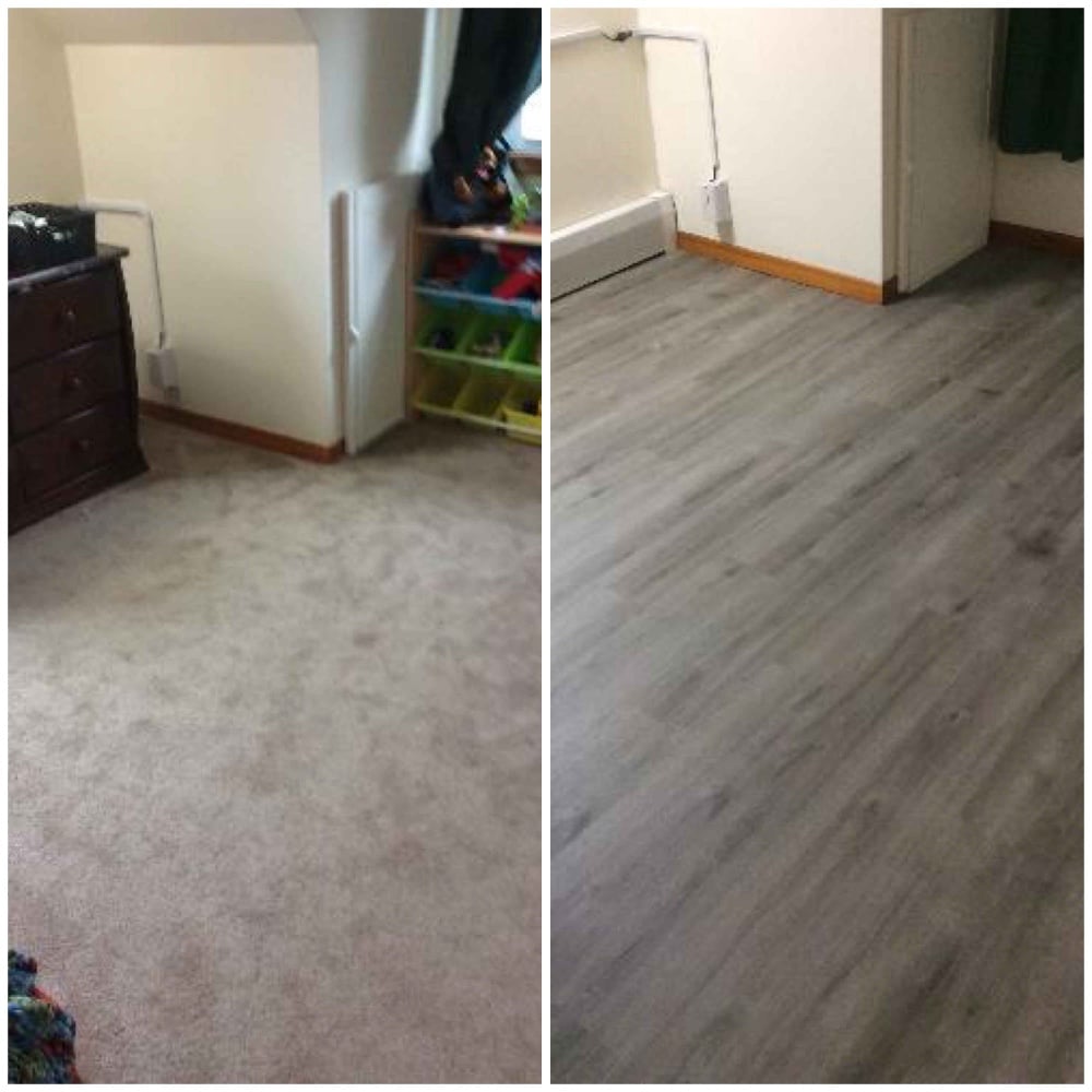 Remove rug replace with vinyl flooring in Bethel