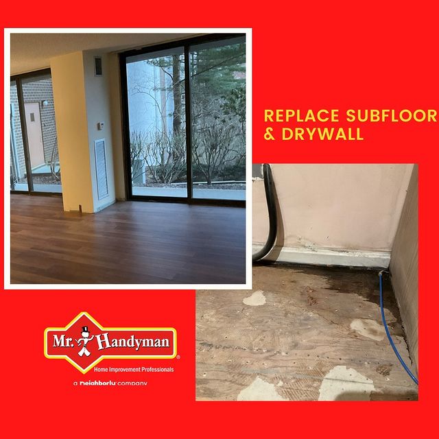 Replacing subfloor in living area and install LPV flooring.
