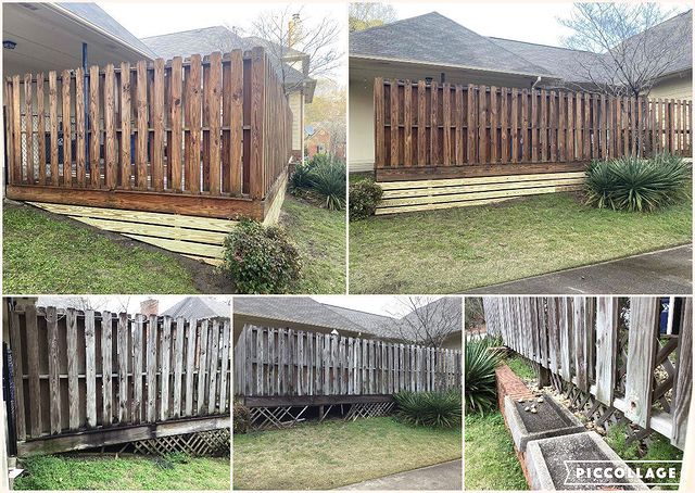 Replaced rotten lattice with new deck shirting and pressure washed the fence mr handyman birmingham