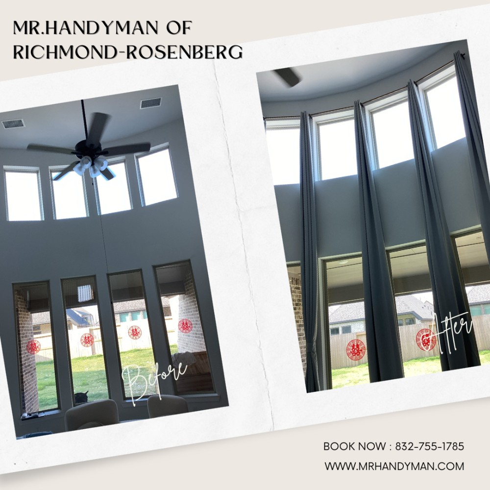 Tall Ceiling Window Treatment Installation