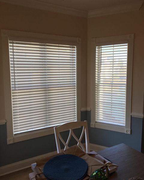Two windows with blinds