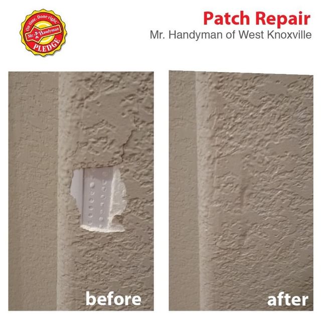 Before and after wall patch repair