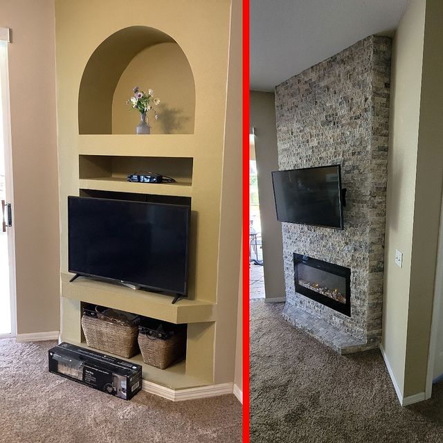 stone fireplace