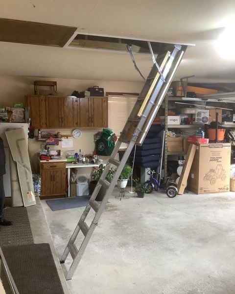 Attic Ladder in garage.