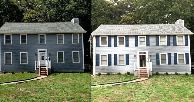 Before and after adding shutters