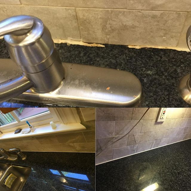 Old caulk removed...new caulk applied...looking brand new around kitchen sink.