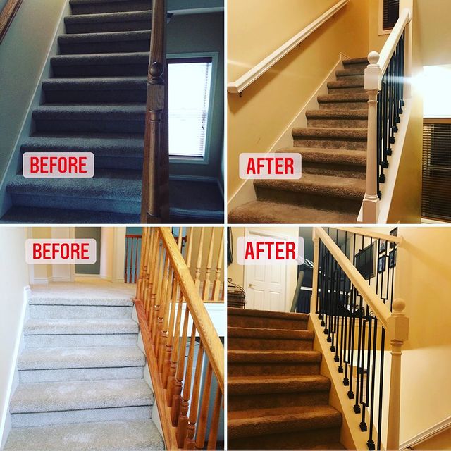 old stair railings before and after