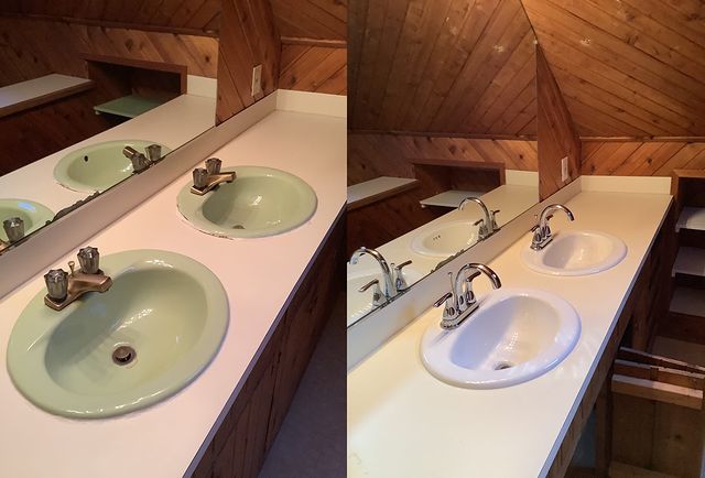 before and after of new sink installation