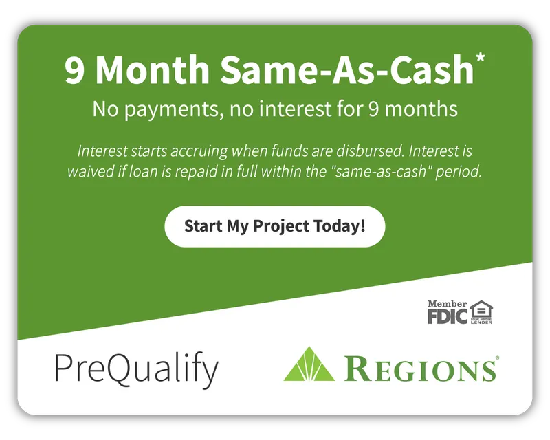 9 Month Same-As-Cash - No payments, no interest for 9 months!
