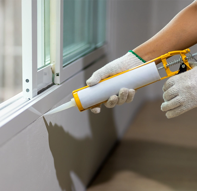 Sealing window gap.