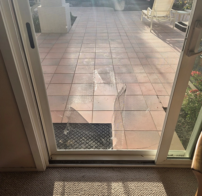 Torn door net.