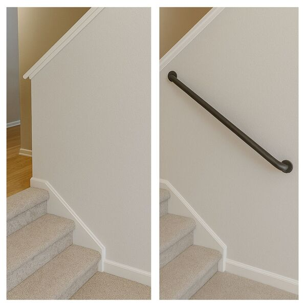 Before and after of handrail installation in Wheaton, IL by the pros at Mr. Handyman.