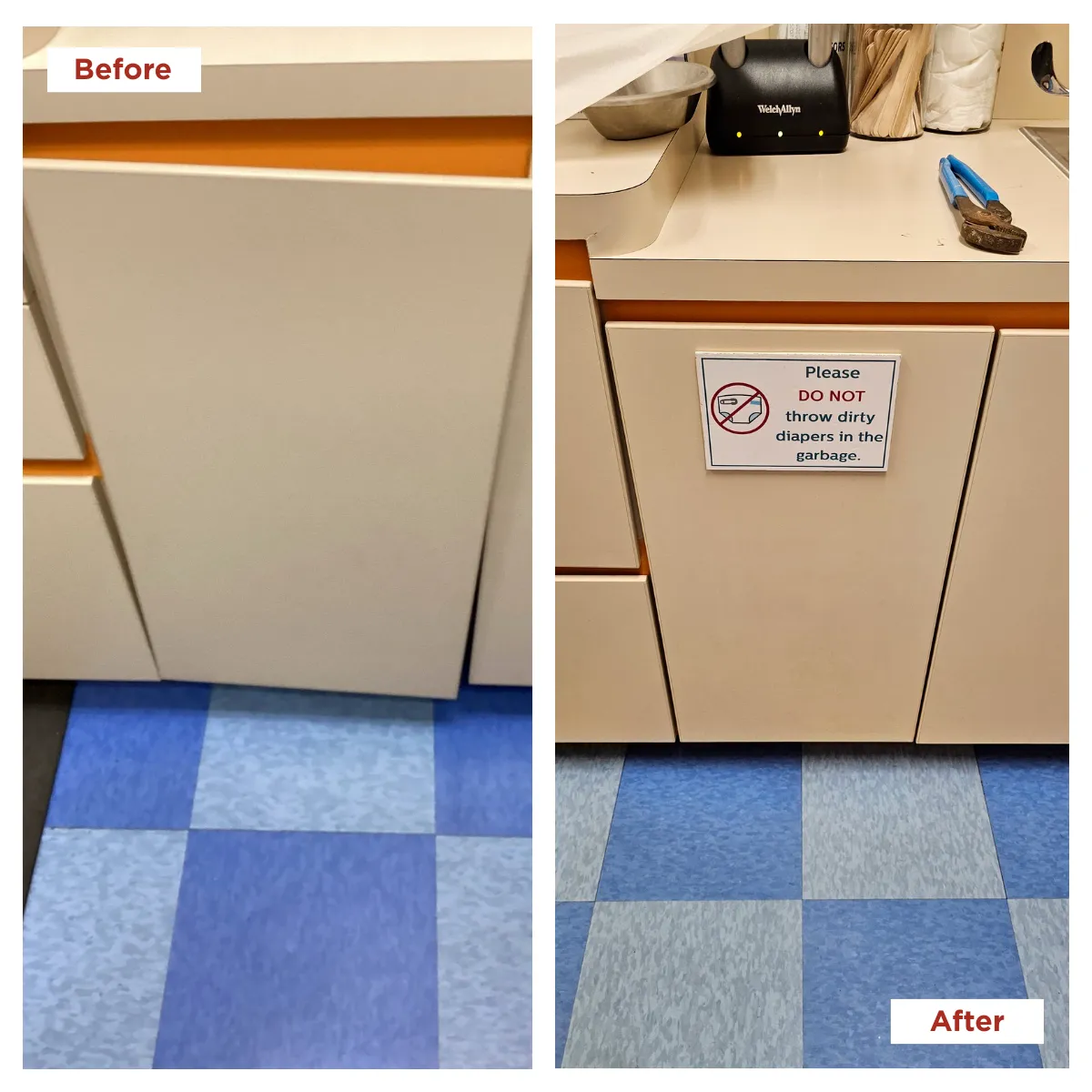Mr. Handyman repairing a commercial cupboard door