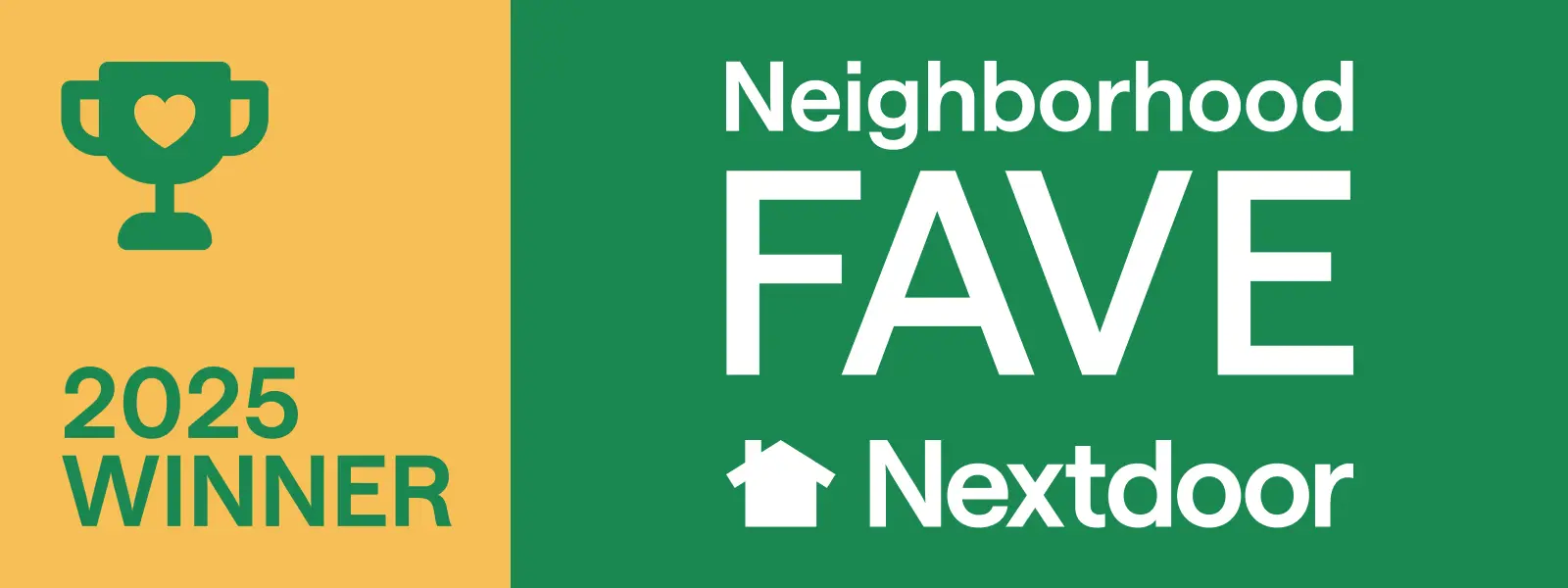 Nextdoor Neighborhood Favorites 2025 Winner badge.
